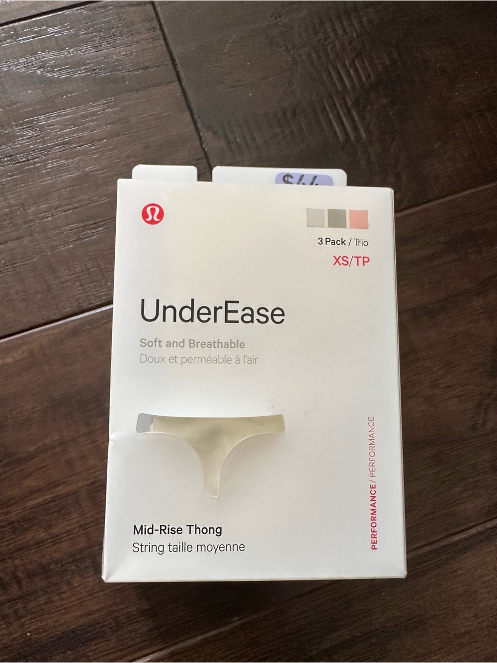 New Lululemon UnderEase Mid Rise Thong 3 pack Multicolor Women’s Size XS
